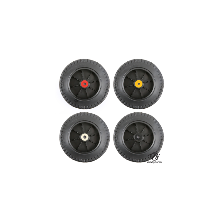 Roue de tondeuse universelle. Ø 150 mm. Livrée avec jeu de bagues