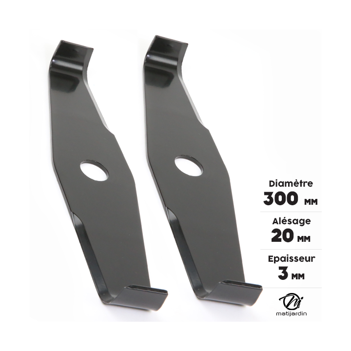 Lame débroussailleuse spéciale ronce. Ø 300 mm. Alésage 20 mm. Epaisseur 3 mm. Par 2