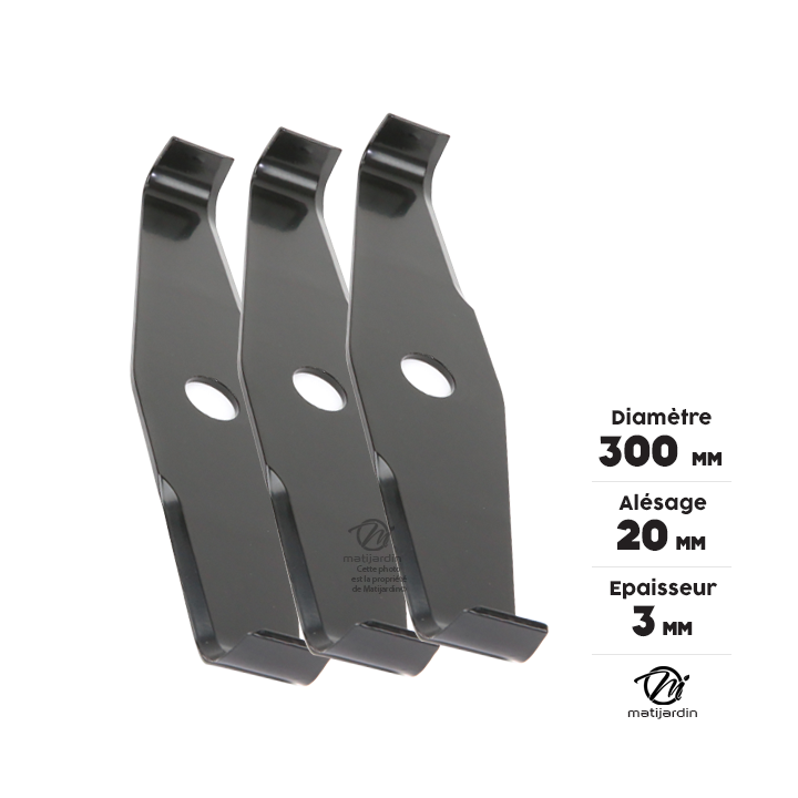 Lame débroussailleuse spéciale ronce. Ø 300 mm. Alésage 20 mm. Epaisseur 3 mm. Par 2