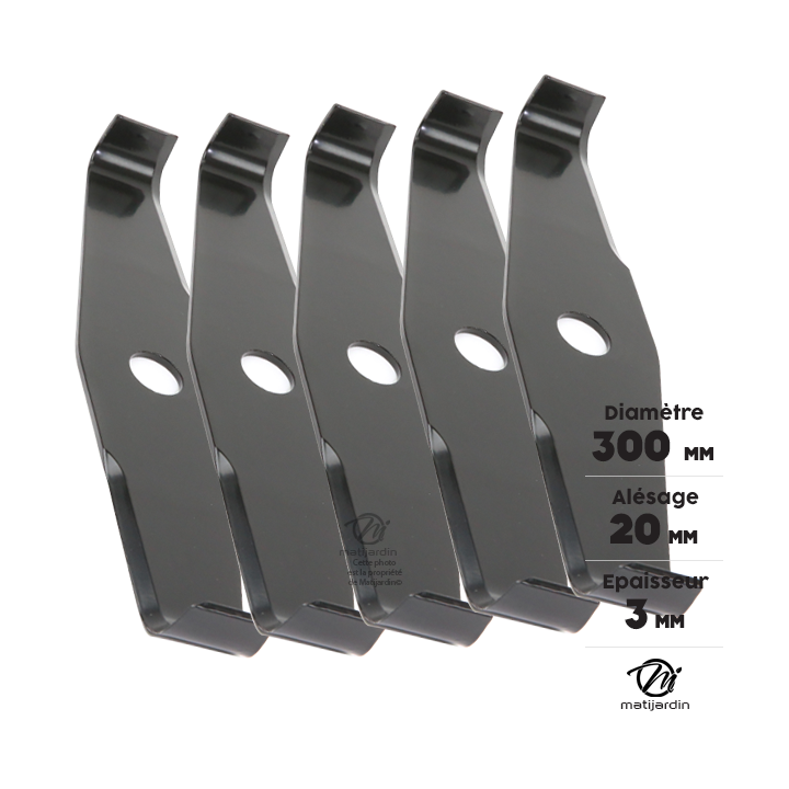 Lame débroussailleuse spéciale ronce. Ø 300 mm. Alésage 20 mm. Epaisseur 3 mm. Par 2