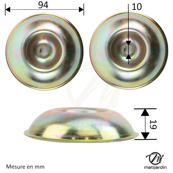 Bol glisseur pour tête débroussailleuse. Ø ext 94 mm. Alésage 10 mm
