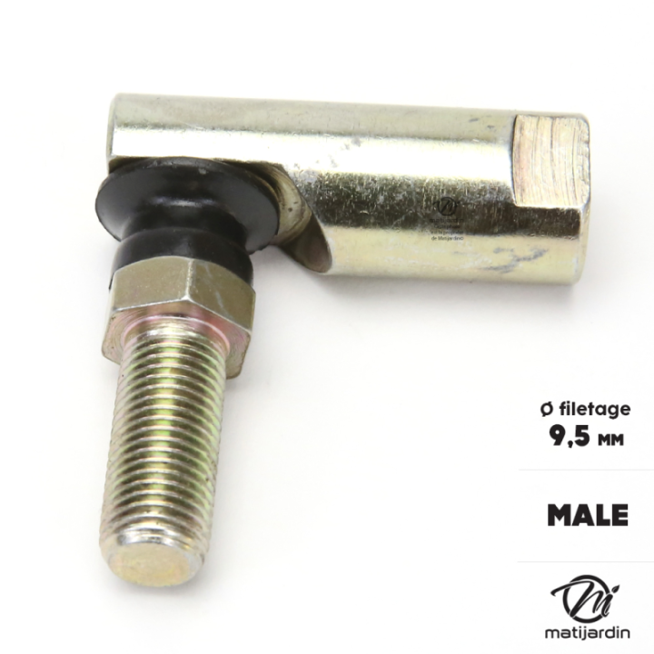 Rotule mâle de direction pour tondeuses autoportées. Filetage Ø 9,5 mm