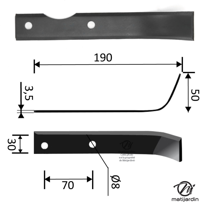 Outils, couteaux de fraises. Type bineur. Ø de travail : 300 mm. Longueur : 190 mm