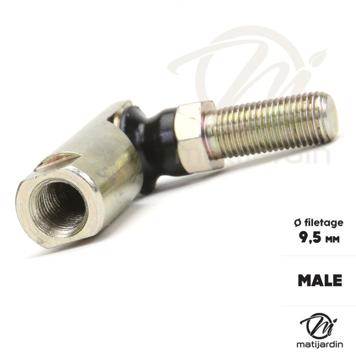 Rotule mâle de direction pour tondeuses autoportées. Filetage Ø 9,5 mm