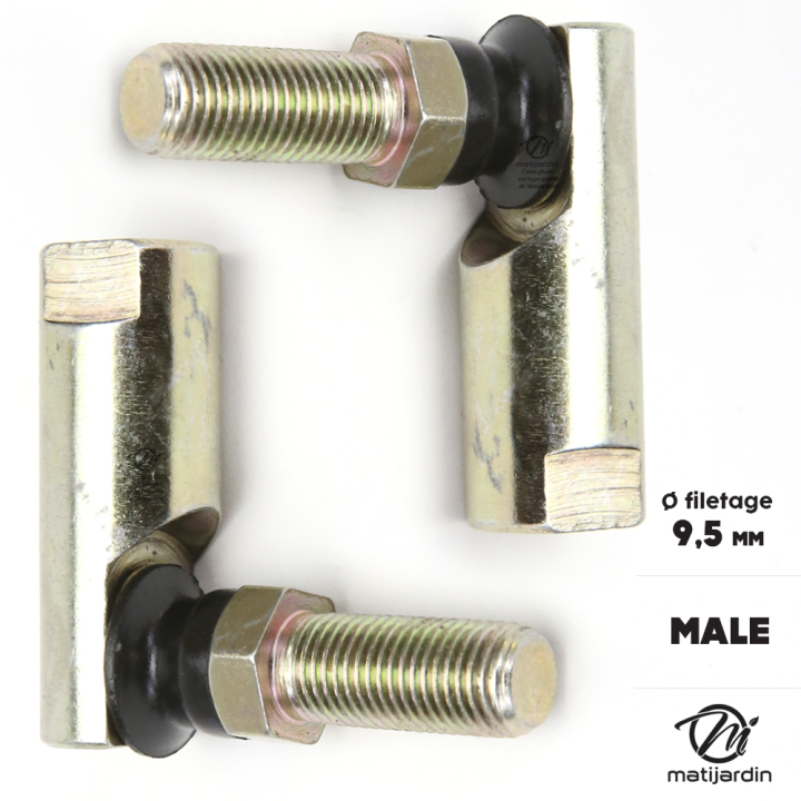 Rotule mâle de direction pour tondeuses autoportées. Filetage Ø 9,5 mm