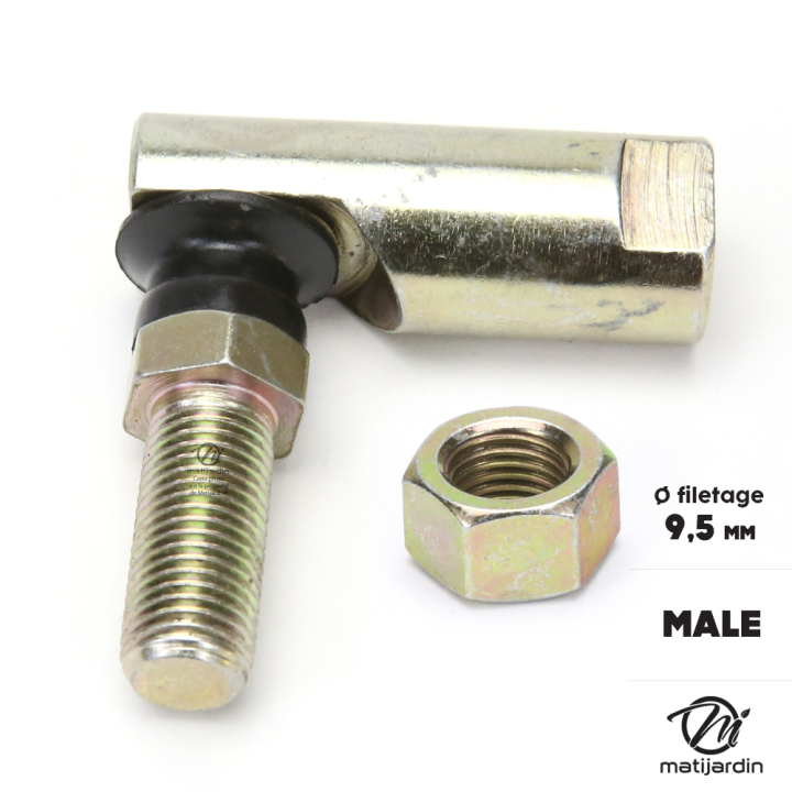 Rotule mâle de direction pour tondeuses autoportées. Filetage Ø 9,5 mm