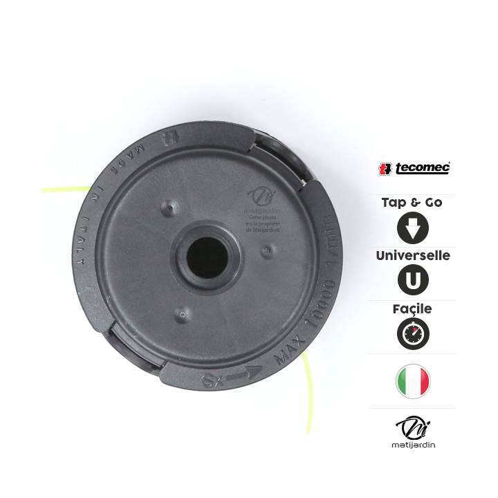 Tête débroussailleuse 2 fils. Tap & Go. Ø 109 mm. Universelle. Automatique. Tecomec.