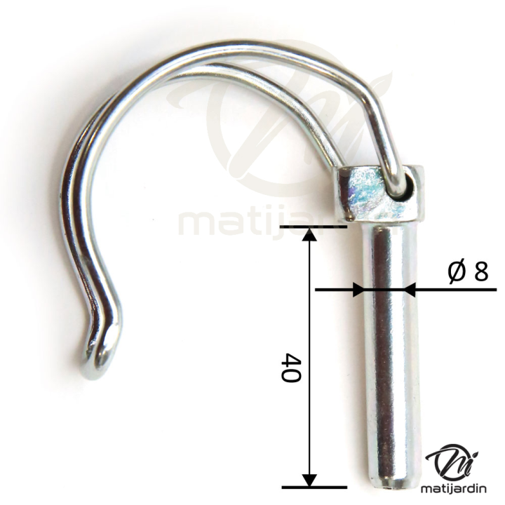 Goupille clips type fraise. Ø 8 mm x 40 mm