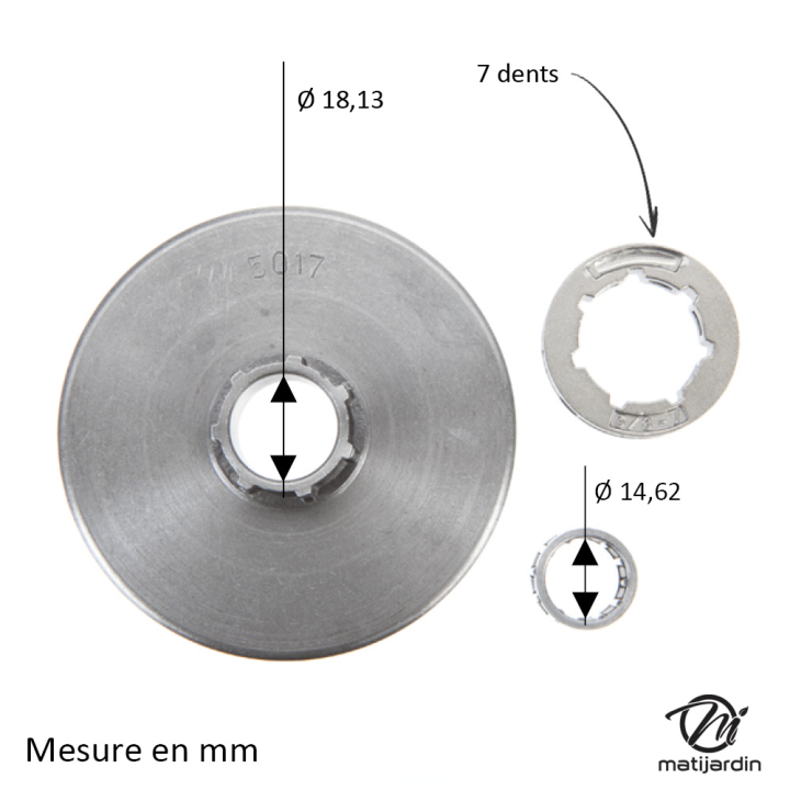 Pignon Kerwood pour Dolmar à bague 3/8" 7 dents