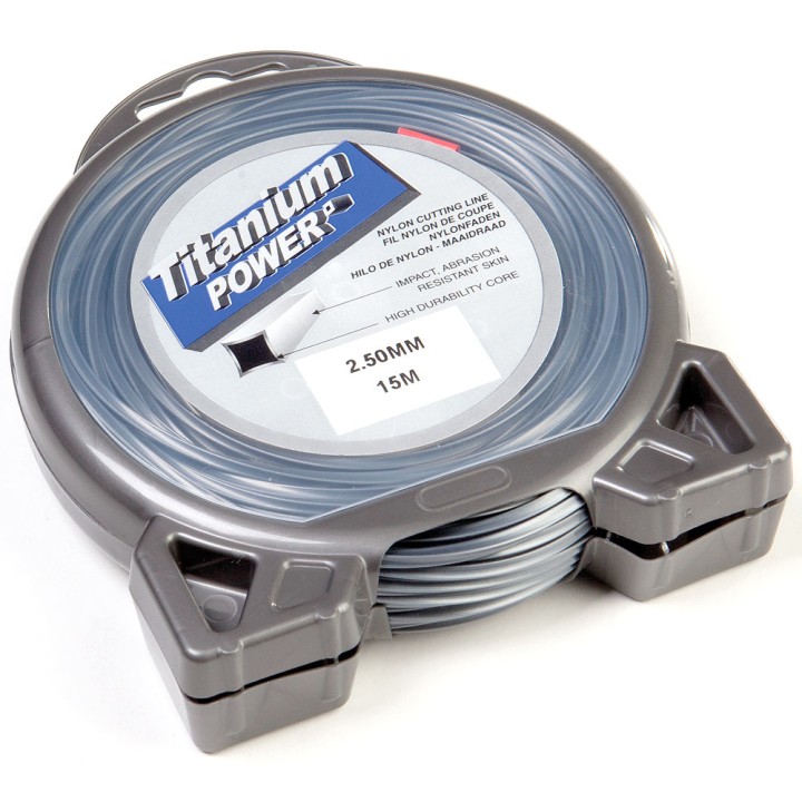 Fil Titanium 2,5 mm x 15 m carré bi-matière blister fil débroussailleuse