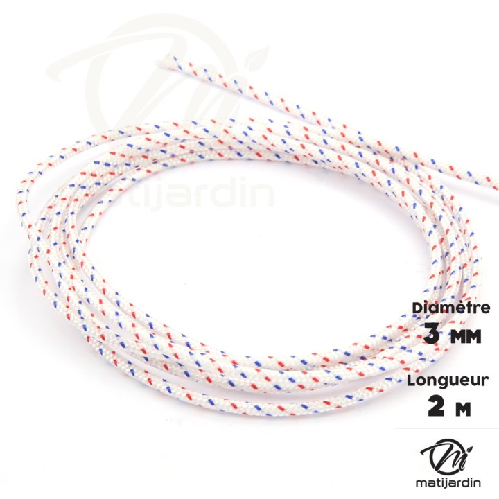 Corde de lanceur nylon Ø 3 mm x 2 m cordon 16 fuseaux