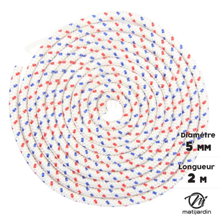 Corde de lanceur nylon Ø 5 mm x 2 m cordon 16 fuseaux