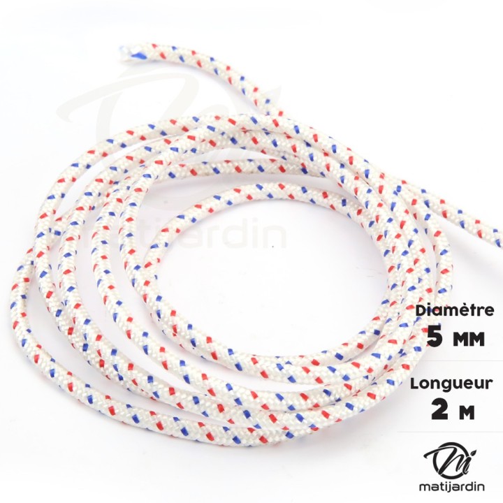 Corde de lanceur nylon Ø 5 mm x 2 m cordon 16 fuseaux