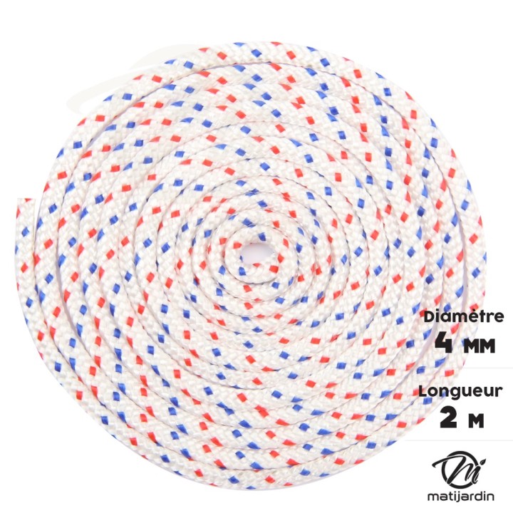 Corde de lanceur nylon Ø 4 mm x 2 m cordon 16 fuseaux