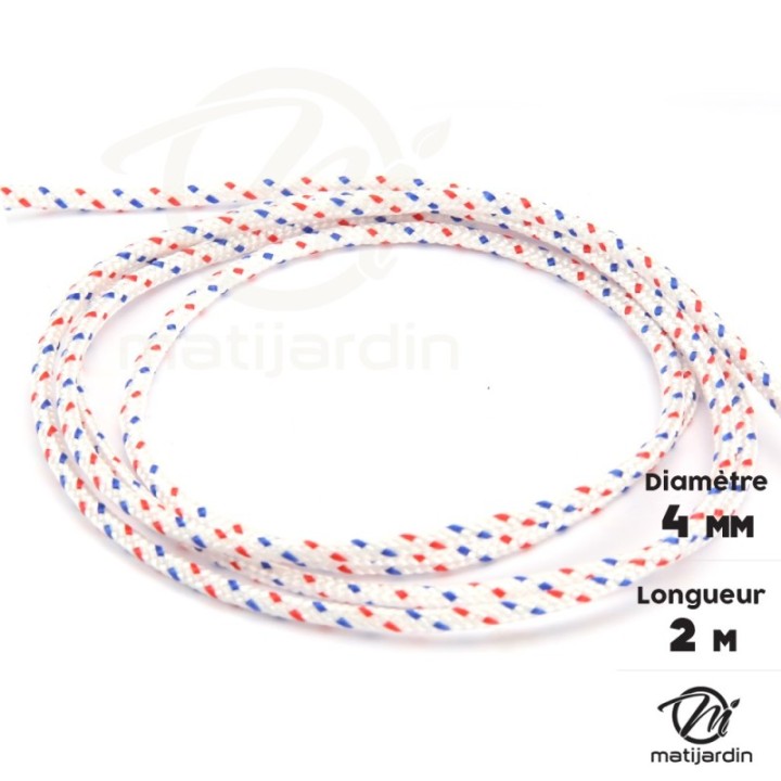 Corde de lanceur nylon Ø 4 mm x 2 m cordon 16 fuseaux