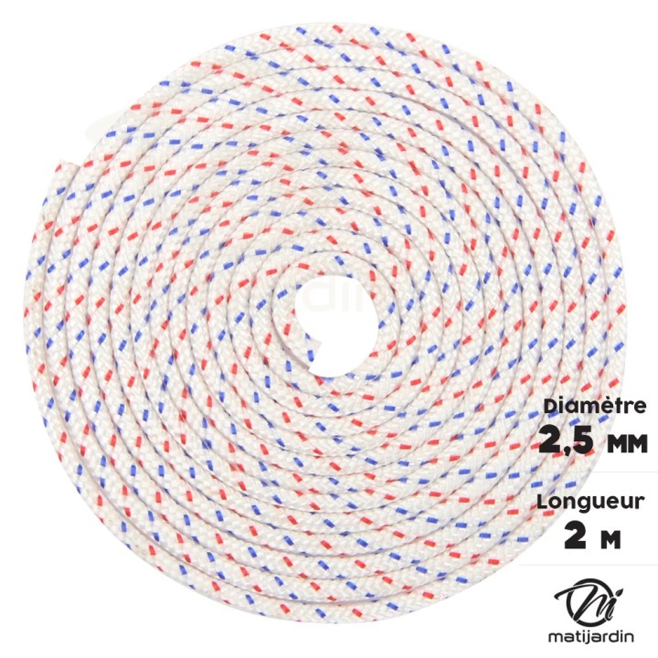 Corde de lanceur nylon Ø 2,5 mm x 2 m cordon 16 fuseaux