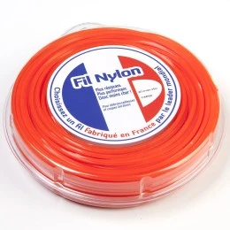 Fil nylon 3 mm x 44 m. Carré. Orange. Blister. Fil débroussailleuse