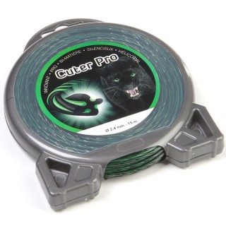 Fil nylon Cuter'Pro 2,4 mm x 15 m. Hélicoïdal. Blister. Fil débroussailleuse