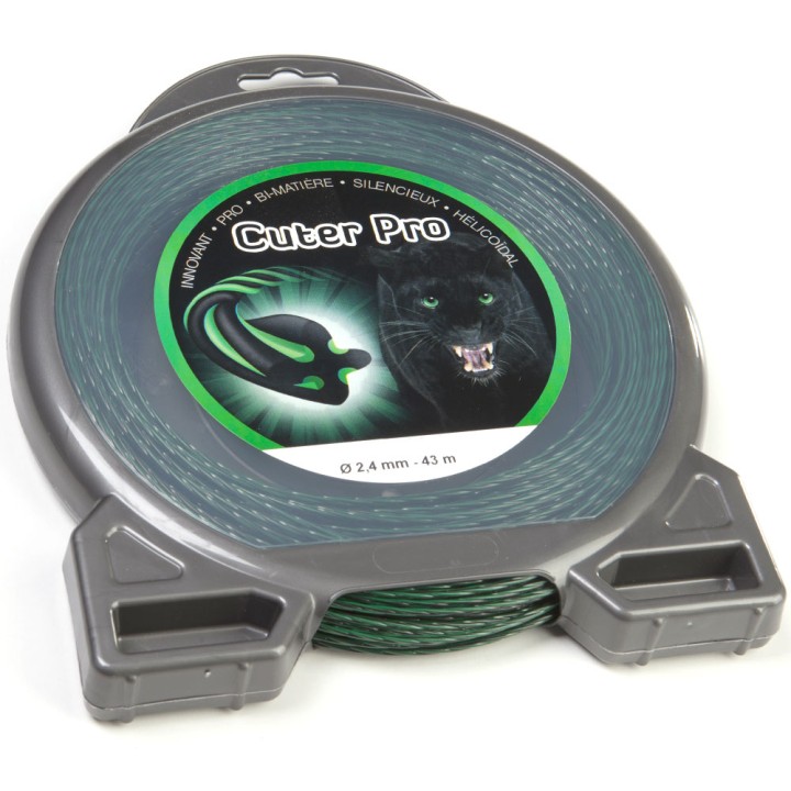 Fil nylon Cuter'Pro 2,4 mm x 43 m. Hélicoïdal. Blister. Fil débroussailleuse
