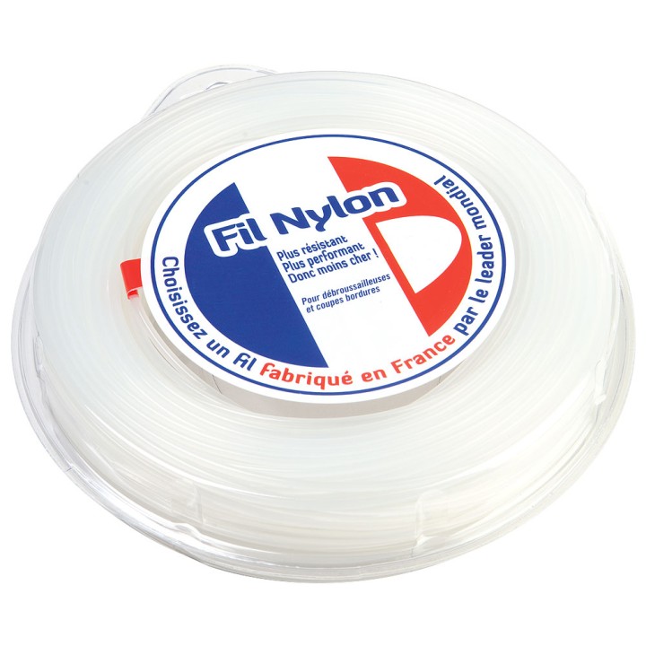 Fil nylon 2,4 mm x 45 m. Rond. Blanc. Blister. Fil débroussailleuse