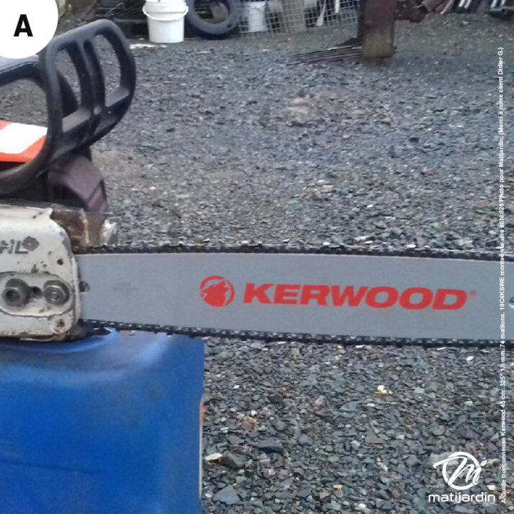 Guide tronçonneuse Kerwood 45 cm .325" 1,6 mm. 74 maillons. 18C4KSWE