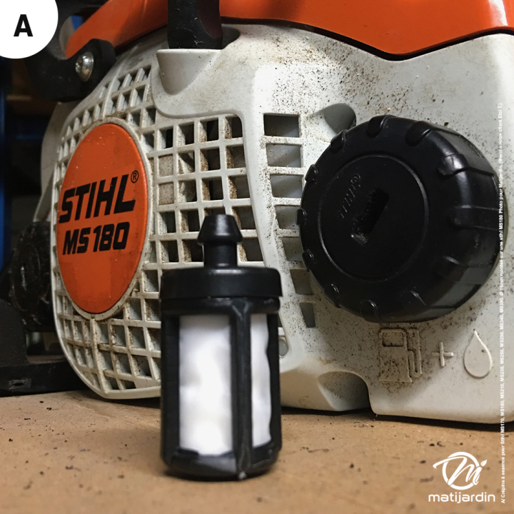 Crépine à essence pour Stihl MS170, MS180, MS210, MS230, MS250, MS290, MS340, MS390. Ø 18mm