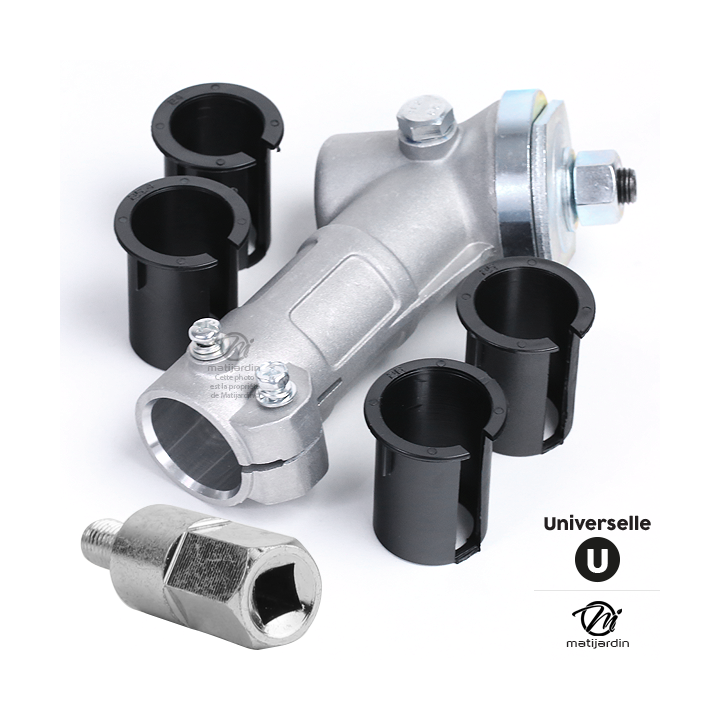 Renvoi d'angle universel pour débroussailleuse + Adaptateur carré 6 mm