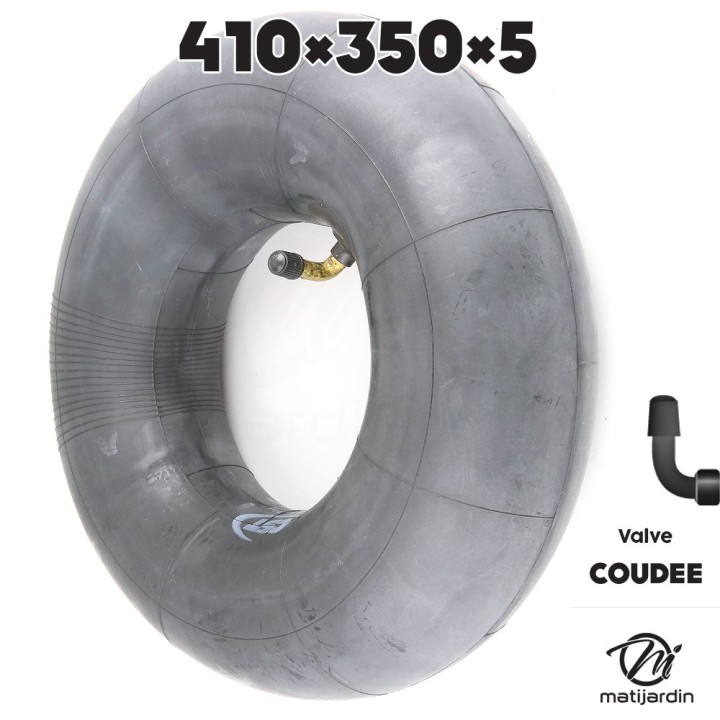 Chambre à air spéciale motoculture. 410 x 350 x 5. Valve coudée