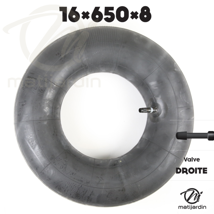 Chambre à air spéciale motoculture. 16 x 650 x 8. Valve droite. Par 2