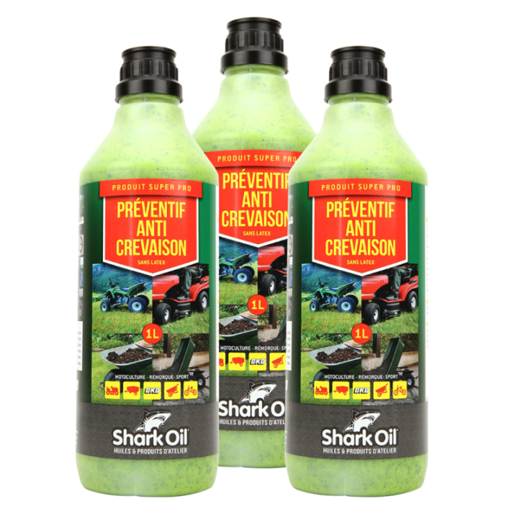 Produit préventif anti crevaison pour roue de tondeuse. Flacon 1 litre