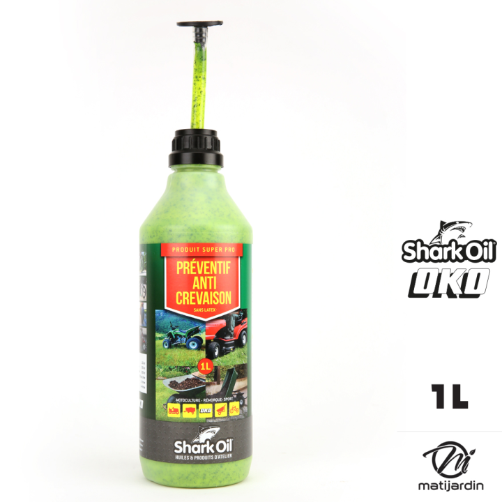 Produit préventif anti crevaison pour roue de tondeuse. Flacon 1 litre