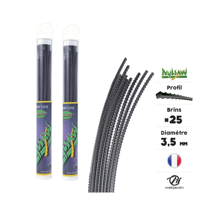 Fil débroussailleuse nylon Nylsaw 25 brins de 3,5 mm. Cranté. Tube. Par 2