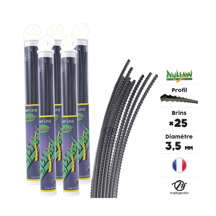 Fil débroussailleuse nylon Nylsaw 25 brins de 3,5 mm. Cranté. Tube. Par 5