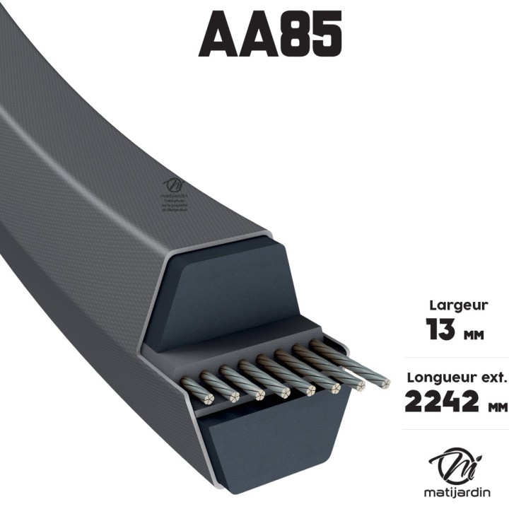 Courroie tondeuse Héxagonale AA85 - 13 mm x 2242 mm