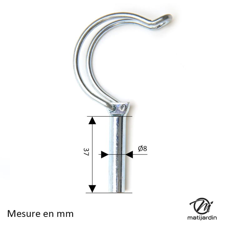 Goupille clips type fraise. Ø 8 mm x 37 mm