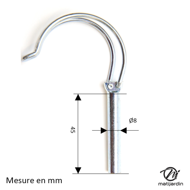 Goupille clips type fraise. Ø 8 x 45 mm