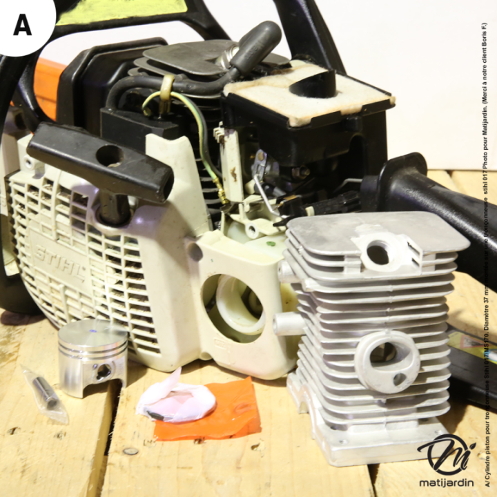 Cylindre piston adaptable pour tronçonneuse Stihl 017/MS170. Diamètre 37 mm