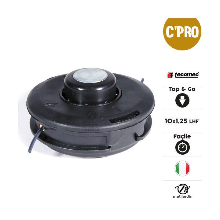 Tête débroussailleuse 2 fils SuperPro. Tap & Go. Ø 130 mm. Automatique F 10x1,25. Tecomec.