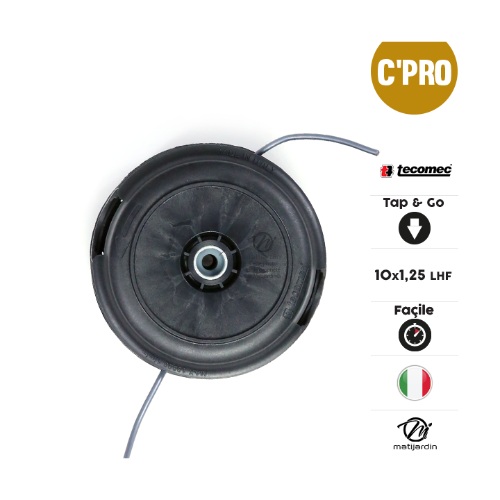 Tête débroussailleuse 2 fils SuperPro. Tap & Go. Ø 130 mm. Automatique F 10x1,25. Tecomec.