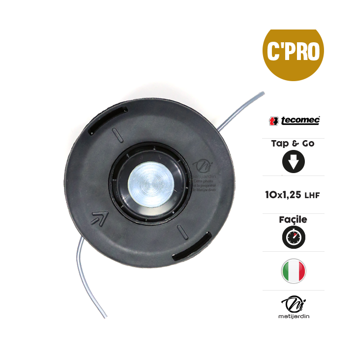 Tête débroussailleuse 2 fils SuperPro. Tap & Go. Ø 130 mm. Automatique F 10x1,25. Tecomec.