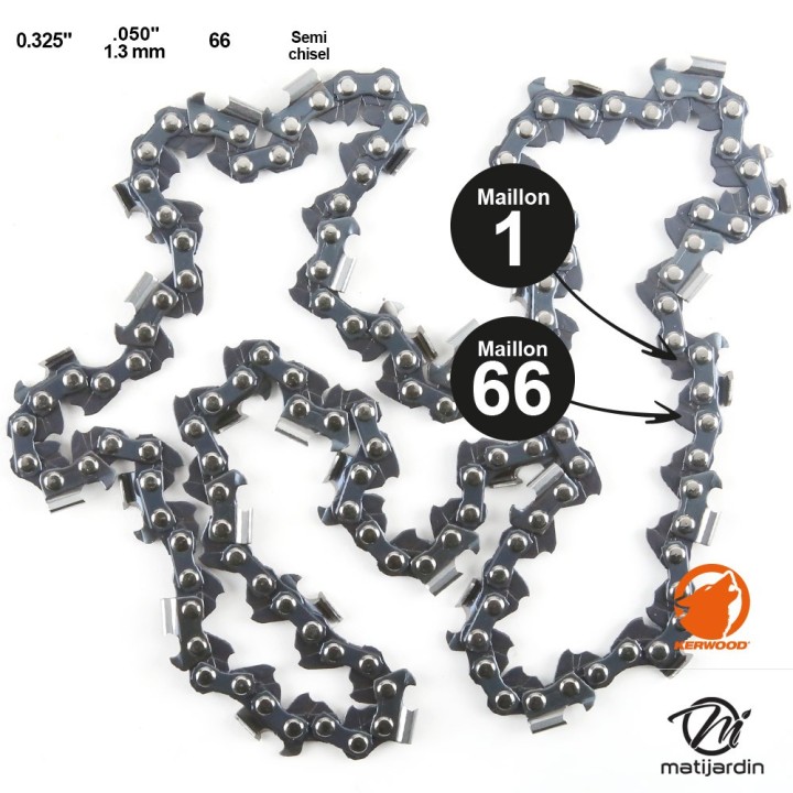 Chaine pour ECHO CS-3600 0,325 1,3 mm 66 maillons. Kerwood