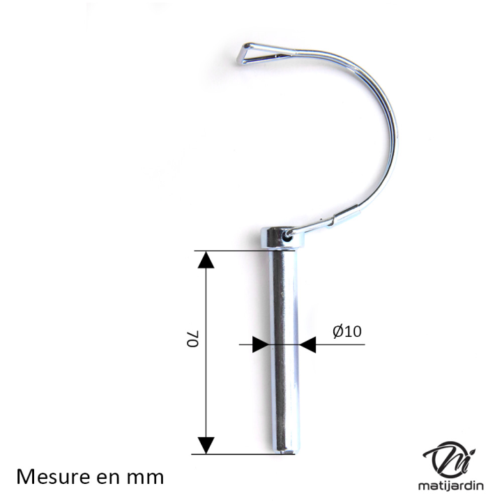 Goupille clips type fraise. Ø 10 mm x 70 mm
