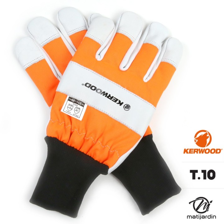 Gants tronçonneuse protection blanc taille 10. Kerwood