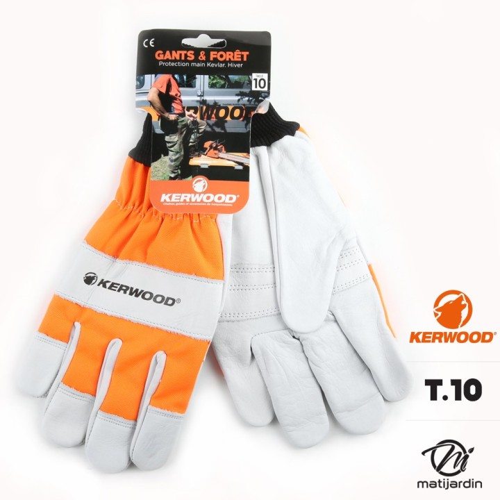 Gants tronçonneuse protection blanc taille 10. Kerwood
