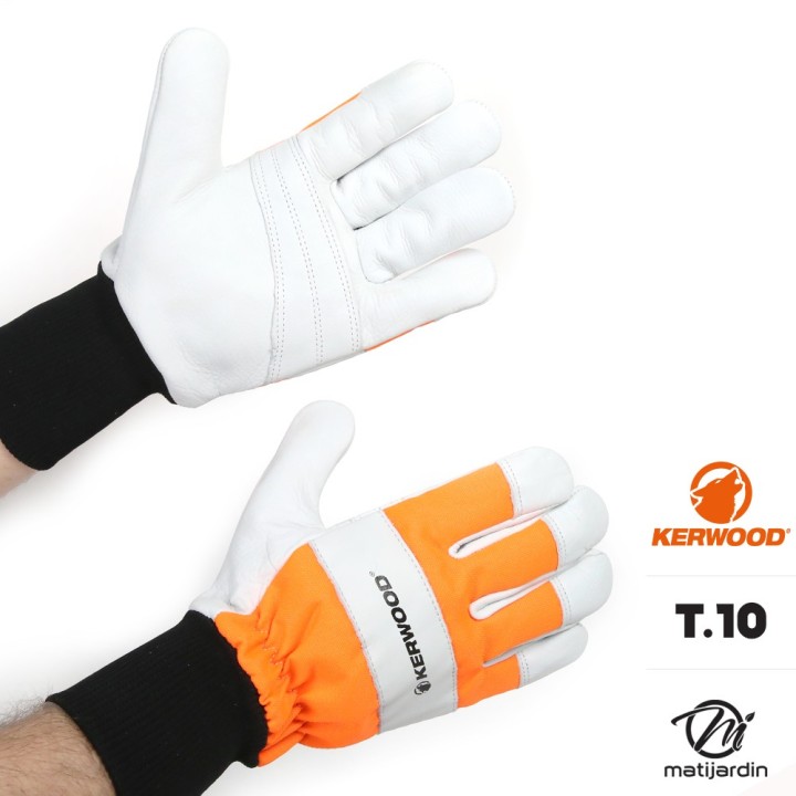 Gants tronçonneuse protection blanc taille 10. Kerwood