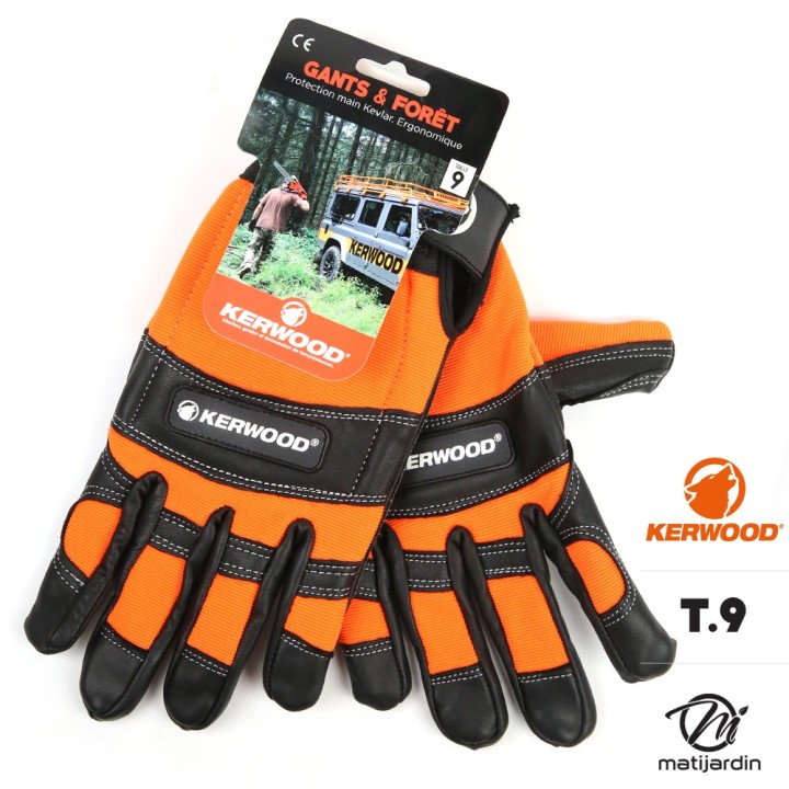 Gants tronçonneuse protection noir taille M. Kerwood. Class 1