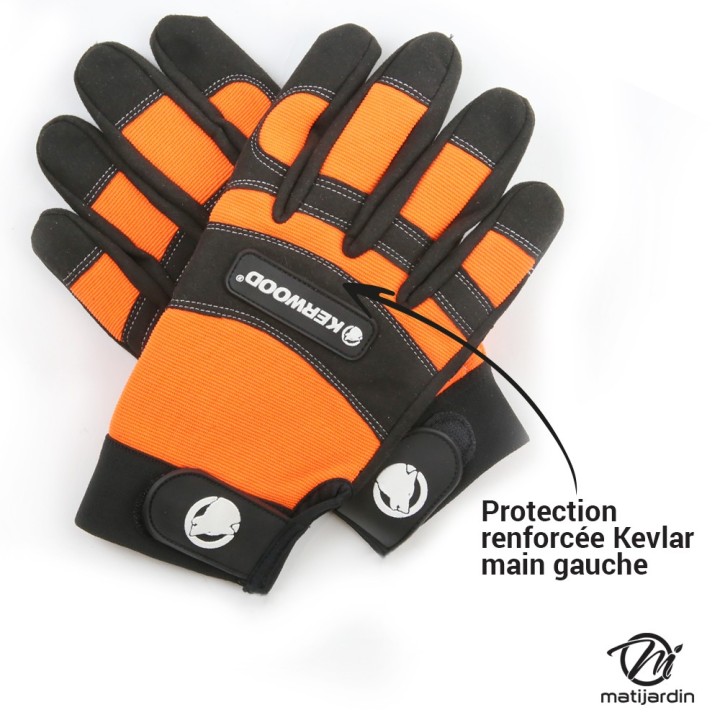 Gants tronçonneuse protection noir taille L. Kerwood. Class 1