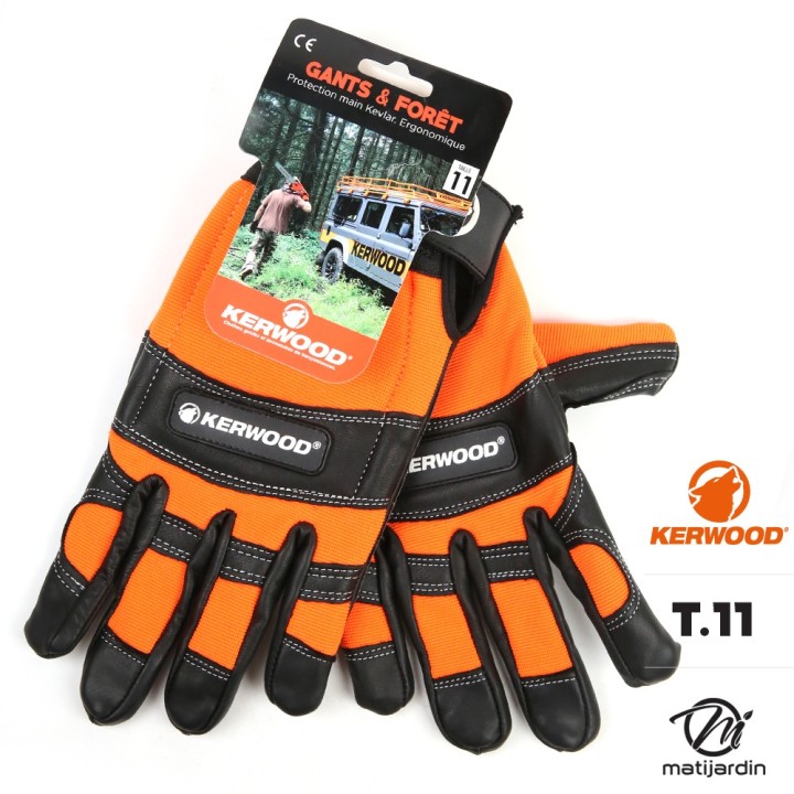 Gants tronçonneuse protection noir taille XL. Kerwood. Class 1