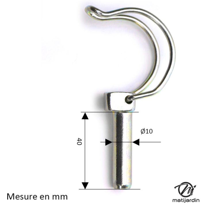 Goupille clips type fraise. Ø 10 mm x 40 mm