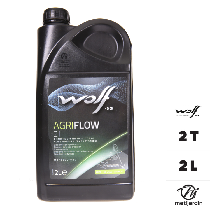 Huile de synthèse moteur 2 temps pour débroussailleuse, tondeuse, tronçonneuse. 2 Litres